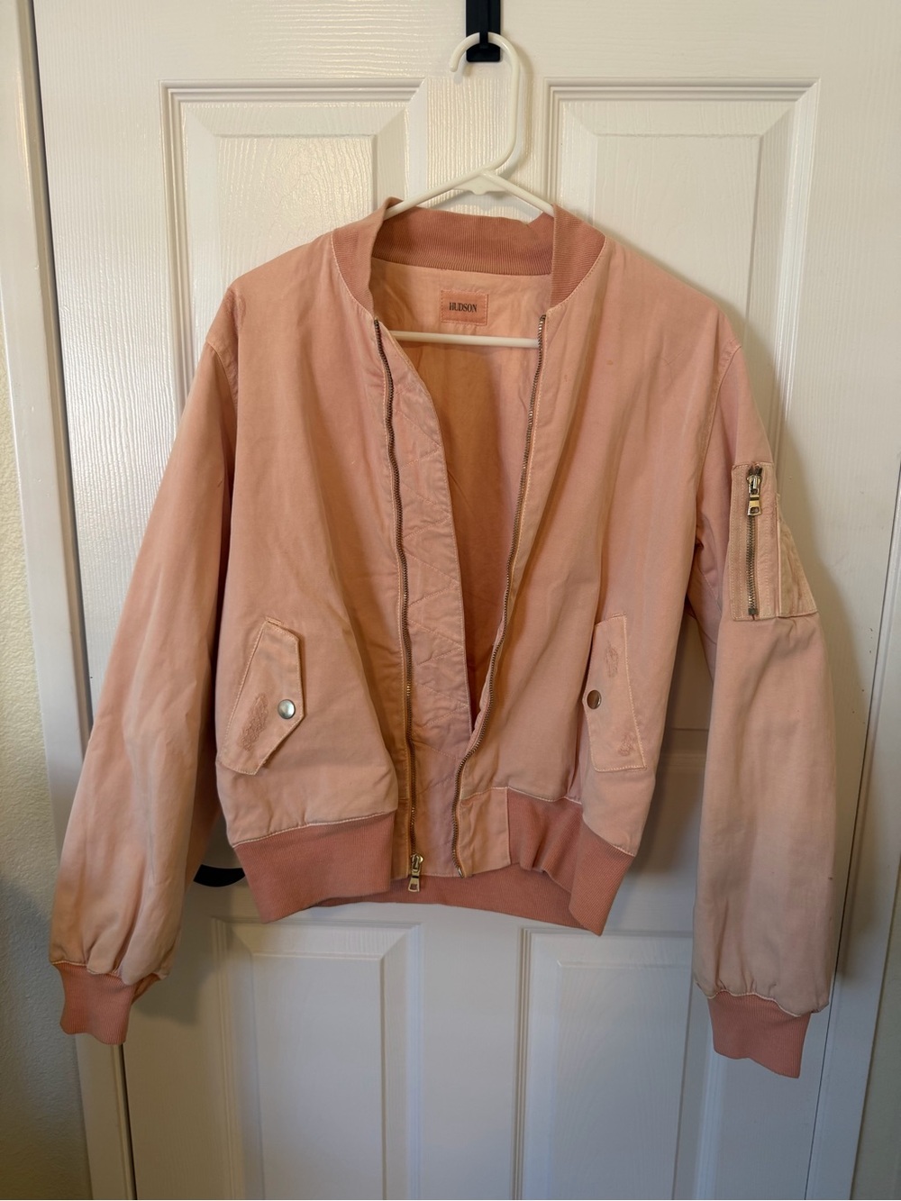 Hudson Jeans Light Blush Pink Bomber Jacket